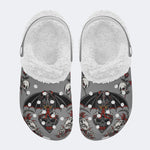 Horror Bat Skull Print - Fur Lined Slippers/Sandals