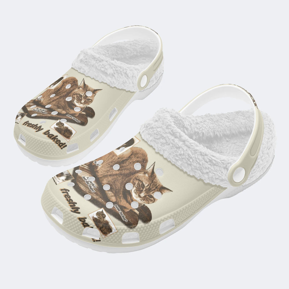 Cat Loaf Unisex Vintage - Fur Lined Slippers/Sandals