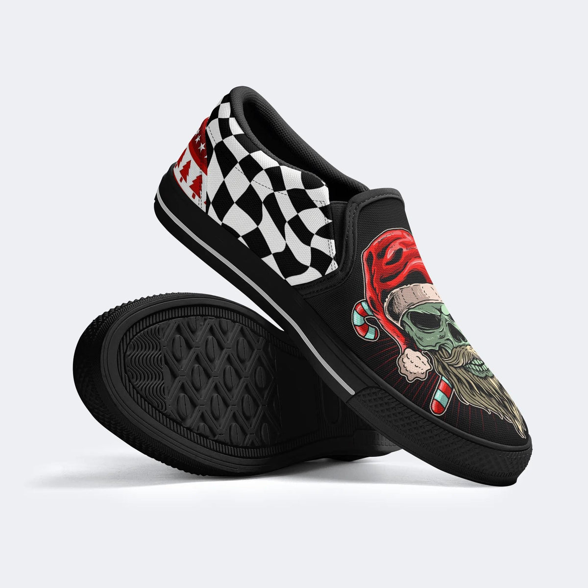 Skull Santa Print - Slip On Shoes