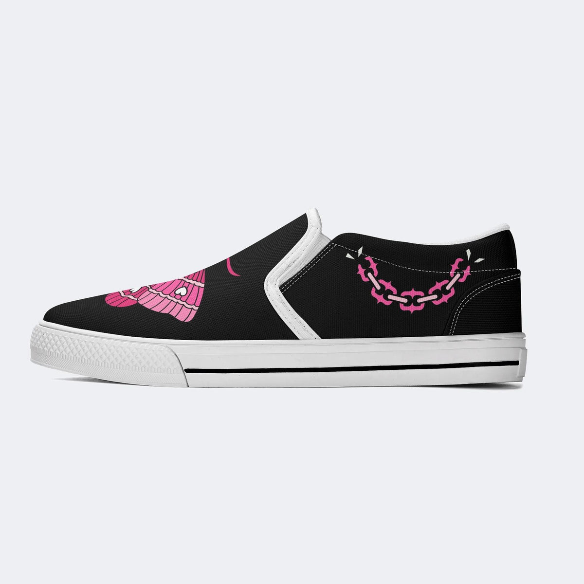 Pink Death Moth Print - Slip On Shoes