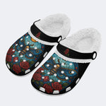 Death Moth Print - Fur Lined Slippers/Sandals