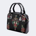 Retro Tiger Print - Leather Shoulder Handbag