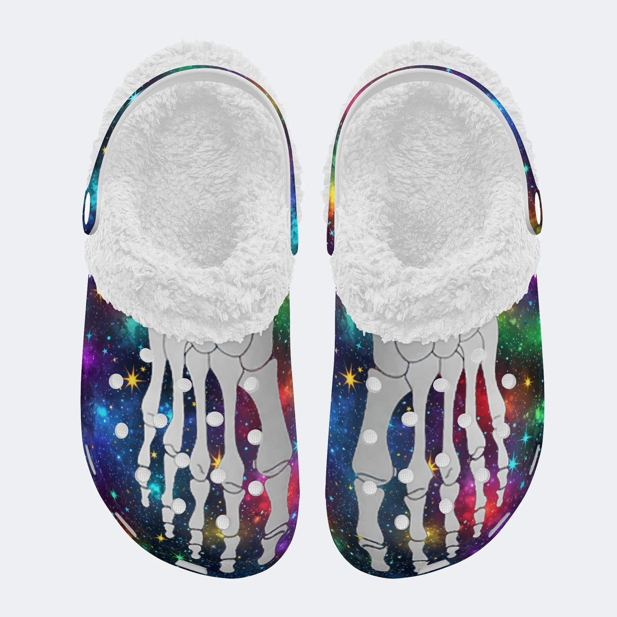 Cosmic Star Toe Bone Print - Fur Lined Slippers/Sandals