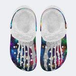 Cosmic Star Toe Bone Print - Fur Lined Slippers/Sandals