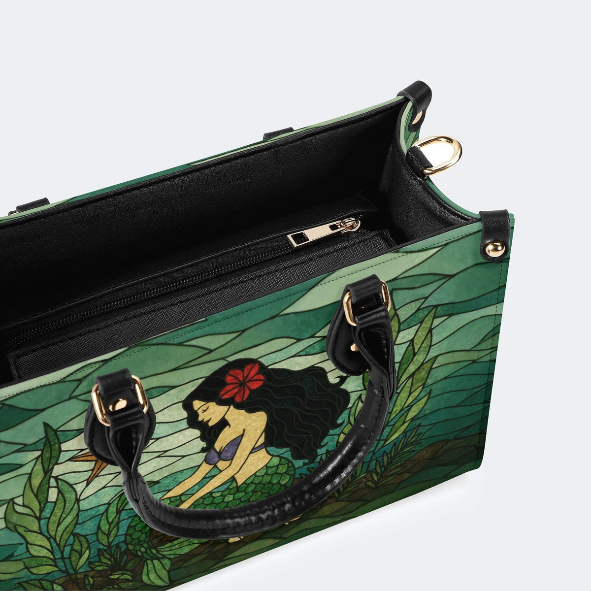 Mermaid Under The Sea - Leather Handbag