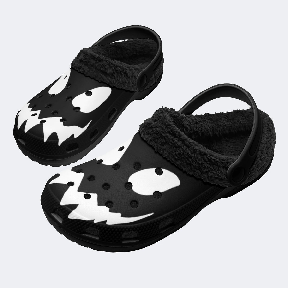 Gothic Ghost Grin - Fur Lined Slippers/Sandals