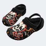 Dark Skull Bloody Rose - Fur Lined Slippers/Sandals