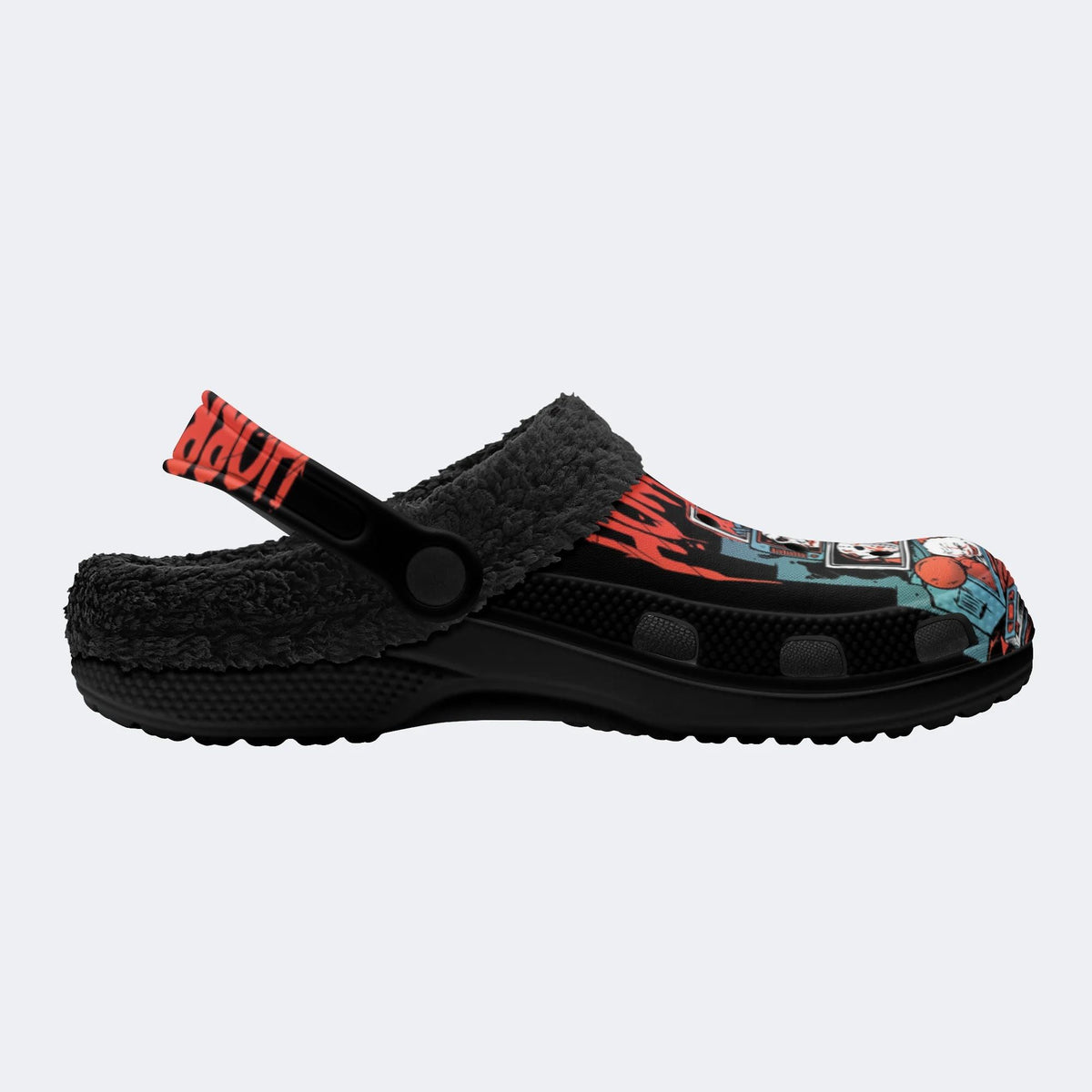 Retro Horror Collage - Fur Lined Slippers/Sandals