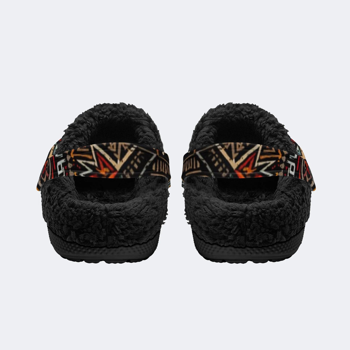 Gothic Ethnic Graffiti - Fur Lined Slippers/Sandals