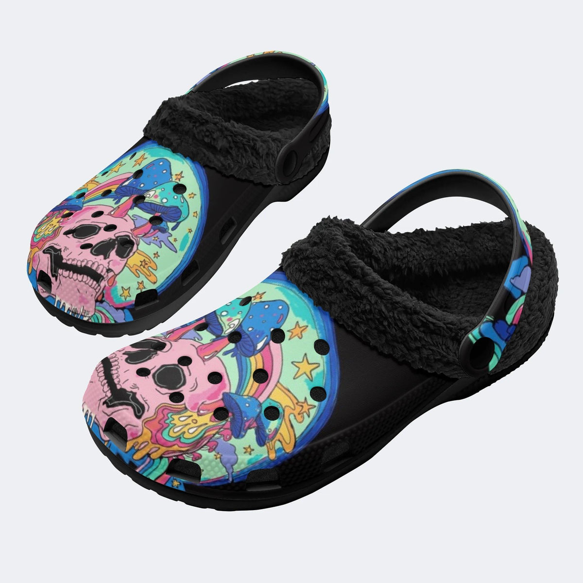 Trippy Skull - Fur Lined Slippers/Sandals