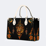 Old School Flame Tiger Print - Leather Handbag