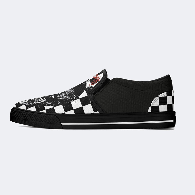 Unisex Black Metal Pinhead Print - Slip On Shoes