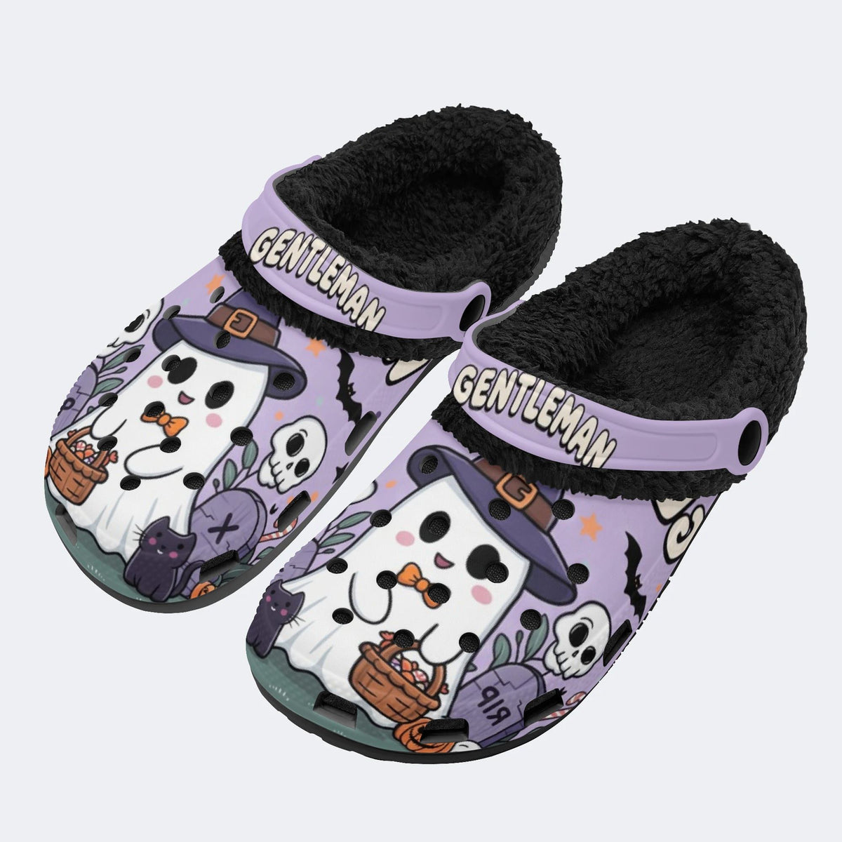 Spooky Ghost Gentleman - Fur Lined Slippers/Sandals