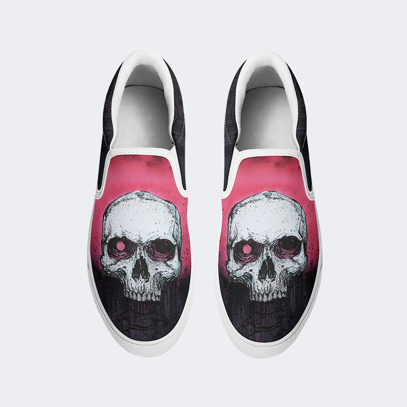 Unisex Skull Graphic Print - Slip On Shoes