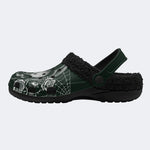 Dark Rose Skull Cross - Fur Lined Slippers/Sandals