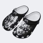 Unisex Black Metal Pinhead Print - Fur Lined Slippers/Sandals