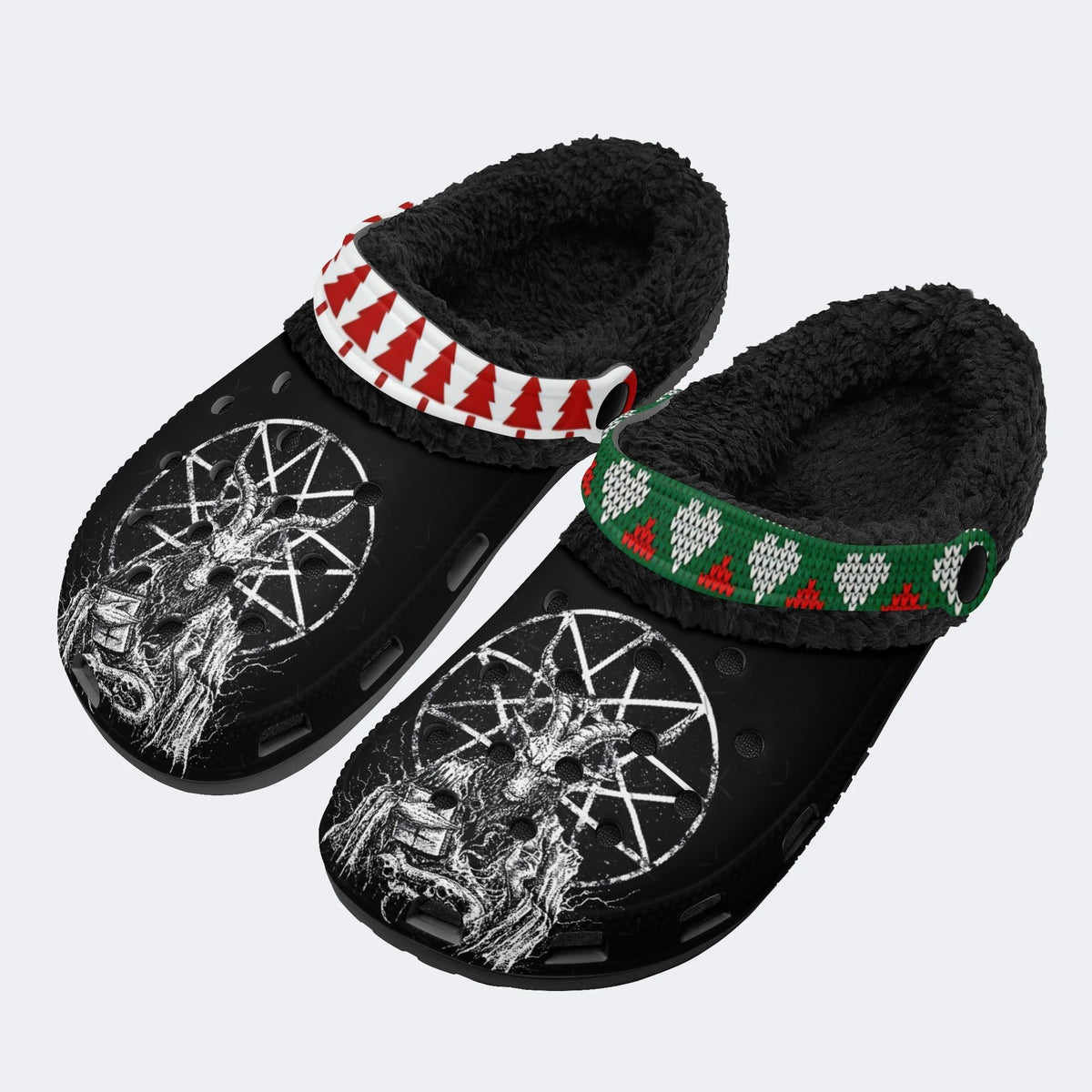 Horror Print - Fur Lined Slippers/Sandals