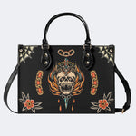 Death Moth&Skeleton Print - Leather Handbag