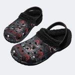 Gothic Skeleton Shark Skull Blood Moon Castle - Fur Lined Slippers/Sandals