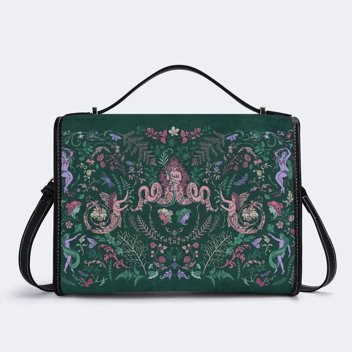Wildflower Fairy Print - Leather Satchel Bag