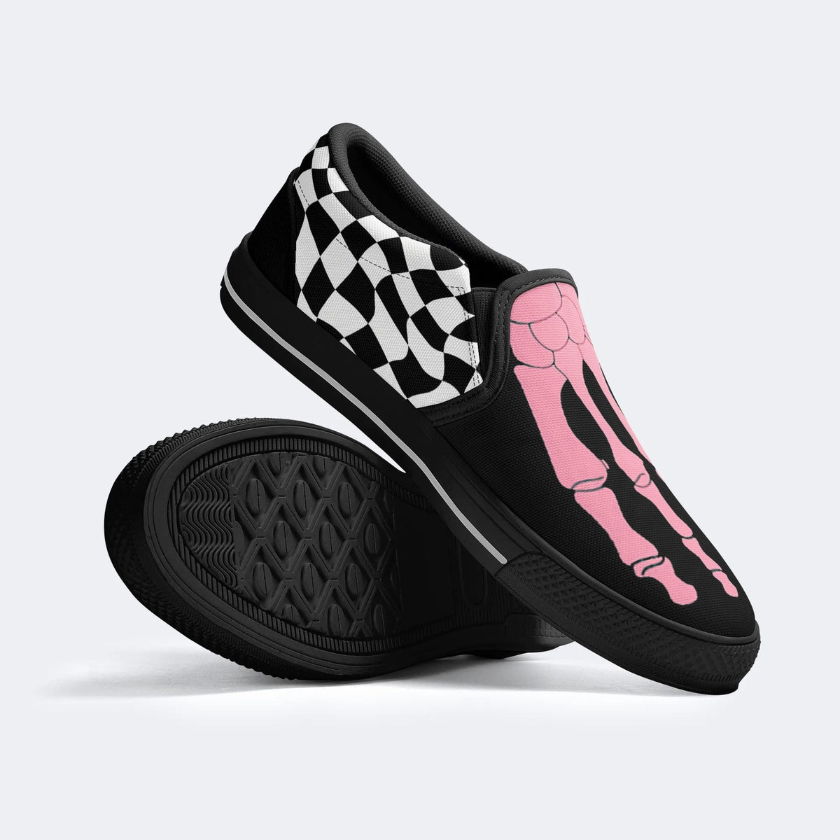Pink Gradient Skeleton Toes Skull - Slip On Shoes