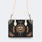 Death Moth&Skeleton Print - Leather Handbag