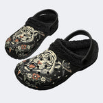 Tiger With Flower VintagePrint - Fur Lined Slippers/Sandals