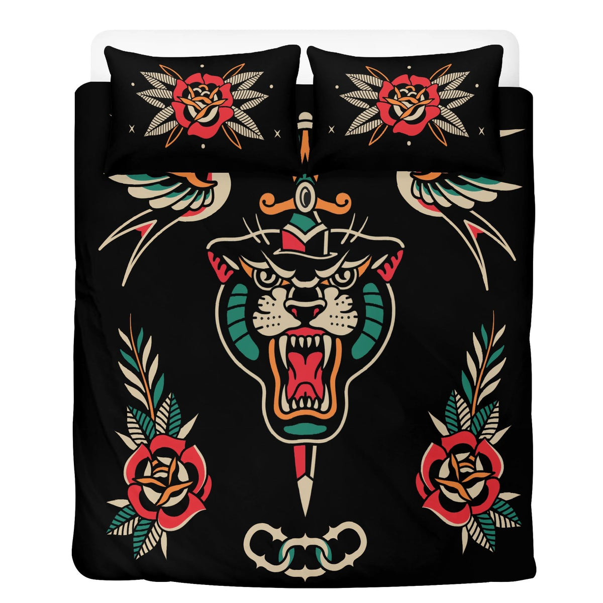 Old School Tiger Print - Three Piece Bedding Set