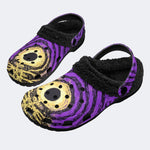 Violet Peacock Print - Fur Lined Slippers/Sandals