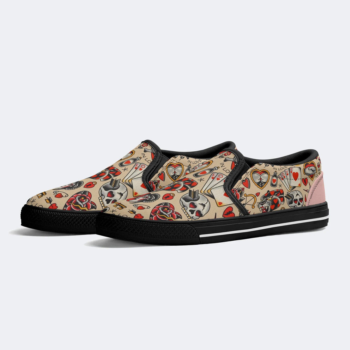 Red Love Heart - Slip On Shoes