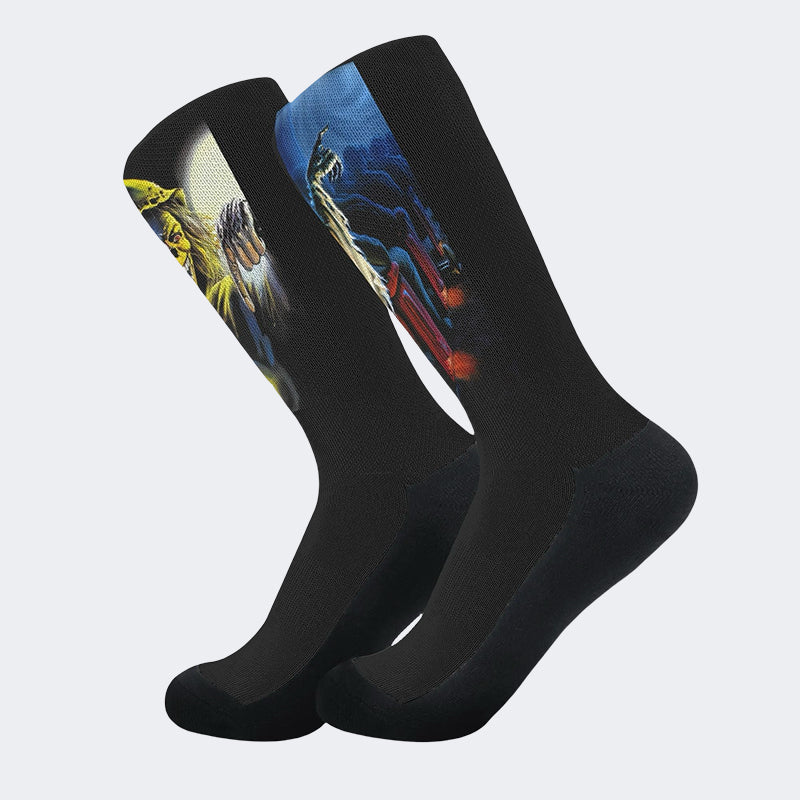 Horror Movie Vintage Graphic Print - Crew Socks