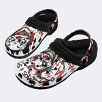 Gothic Evil Clown Playing Cards Blood Splatter - Fur Lined Slippers/Sandals