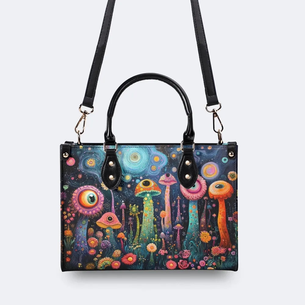 The World Of Mushrooms - Leather Handbag