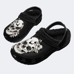 Gothic Witch Skull Wildflower Moon - Fur Lined Slippers/Sandals