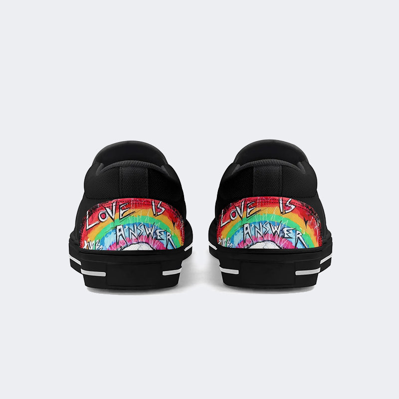 Love Is The Answer Skull Print - Slip On Shoes