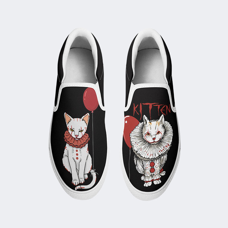 Horror Movie Kitten Print - Slip On Shoes