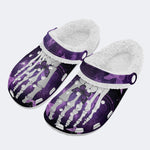 Butterfly And Toe Bone Print - Fur Lined Slippers/Sandals