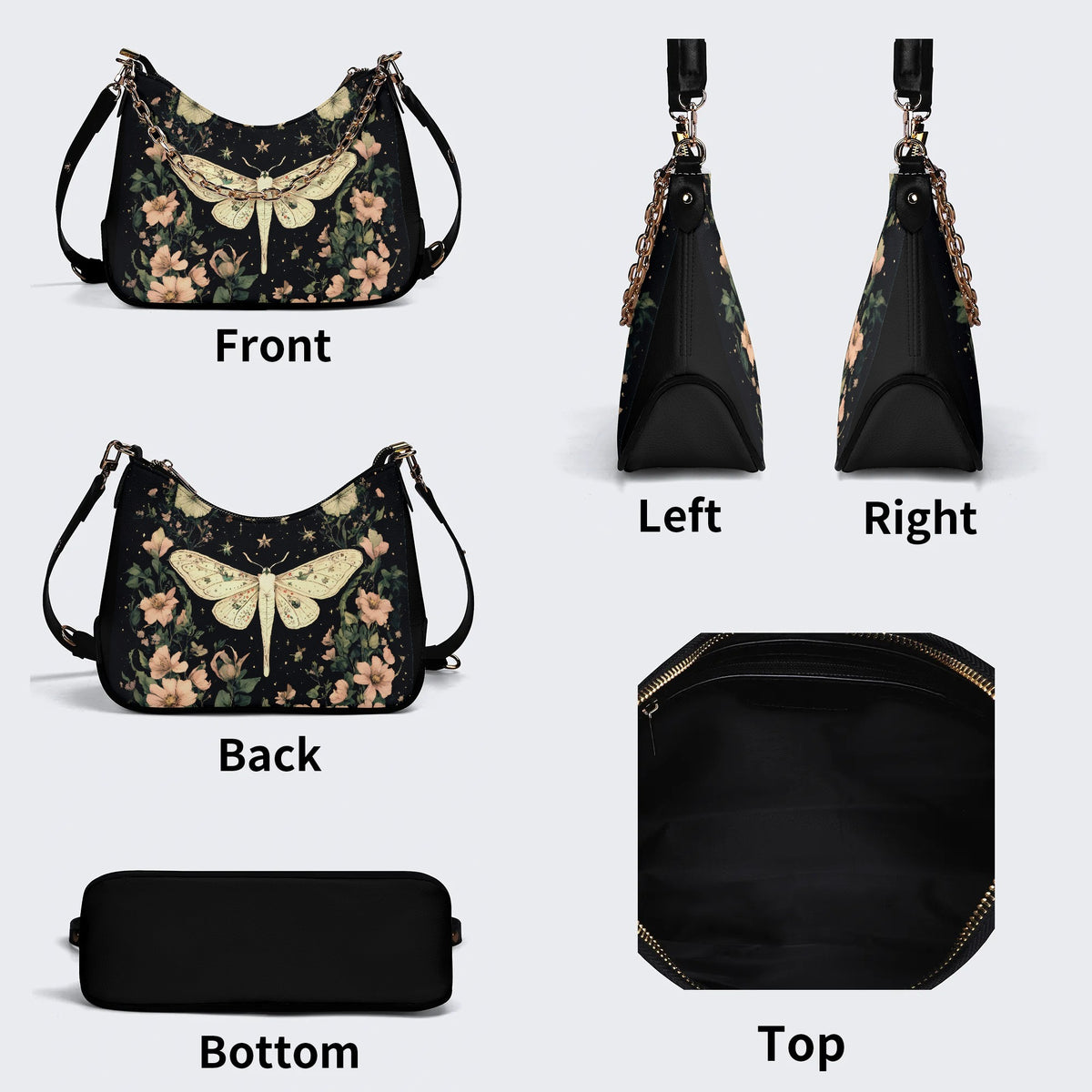 Moth In The Flower Bush - Leather Crossbody Bag