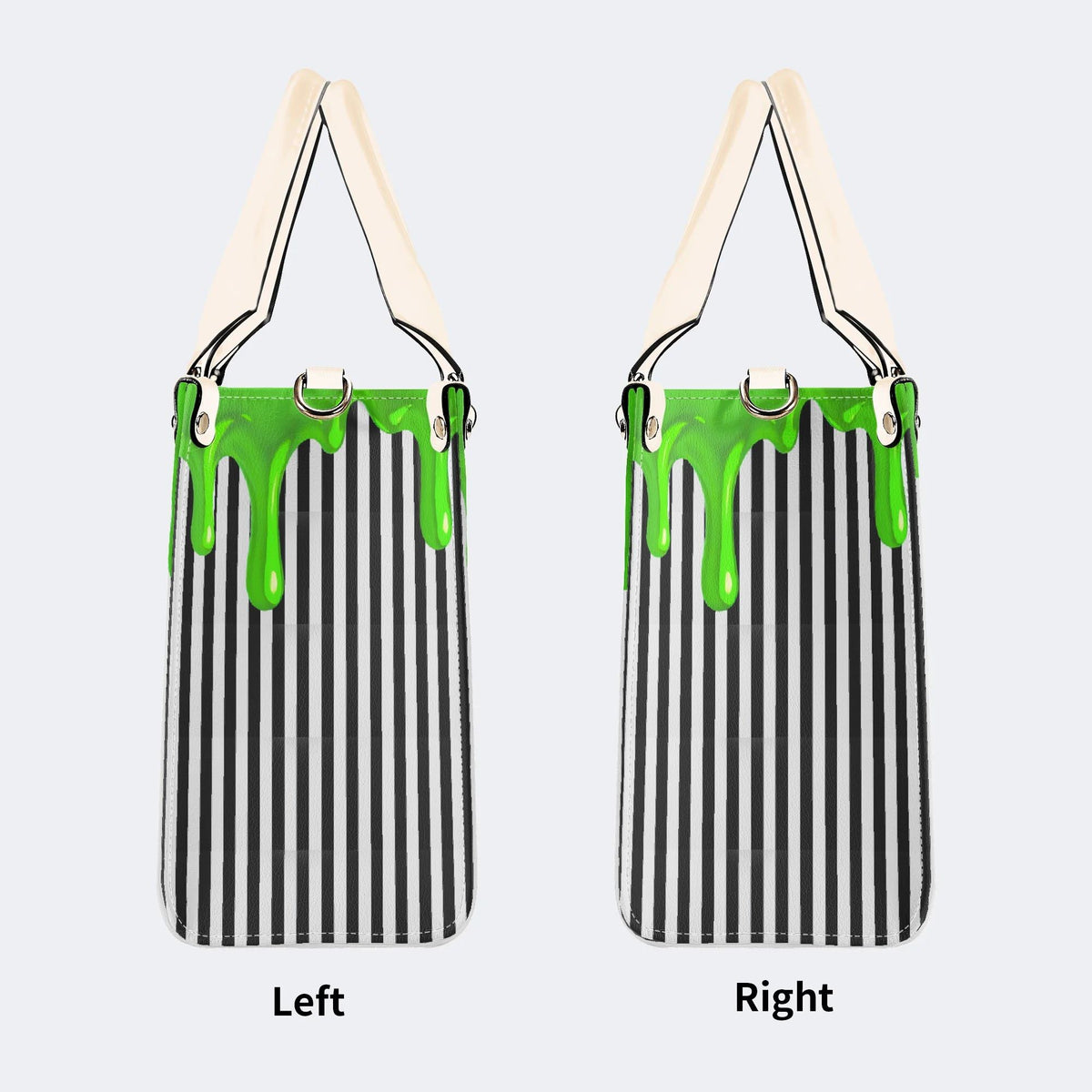Classic Black And White Stripes - Leather Handbag