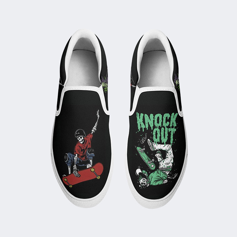 Skull Skateboard - Slip On Shoes