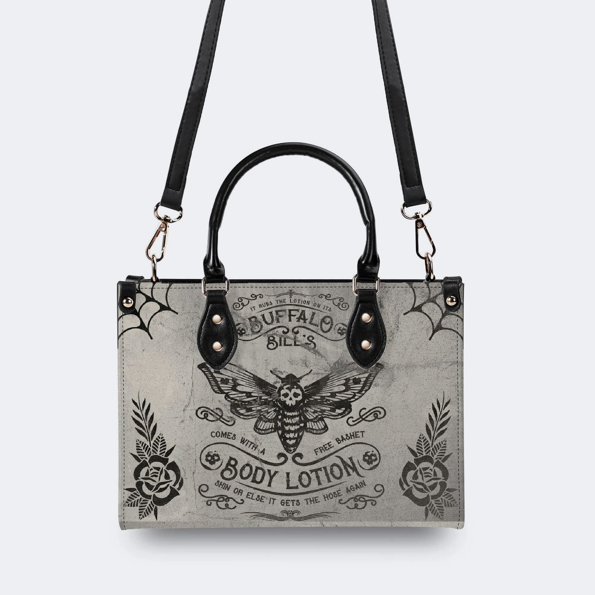 Vintage Death Moth Print - Leather Handbag