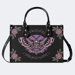 Purple Death Moth Print - Leather Handbag