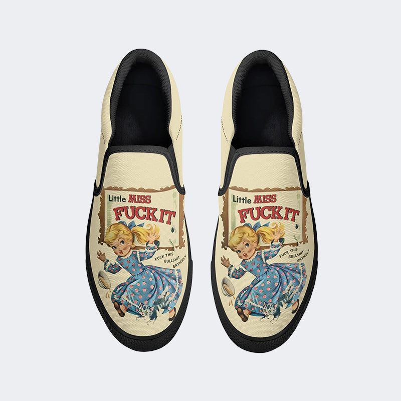 Retro Funny Art Print Childhood Ruined - Slip On Shoes