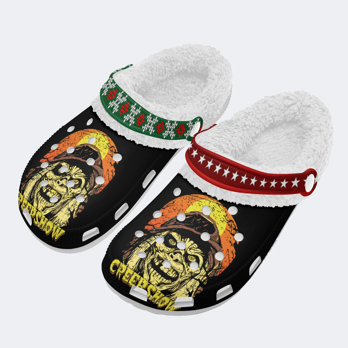 Horror Movie Graphic Print - Fur Lined Slippers/Sandals