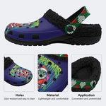 Christmas Zombie Santa Claus Print - Fur Lined Slippers/Sandals