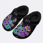 Trippy Mushroom Skull Print - Fur Lined Slippers/Sandals