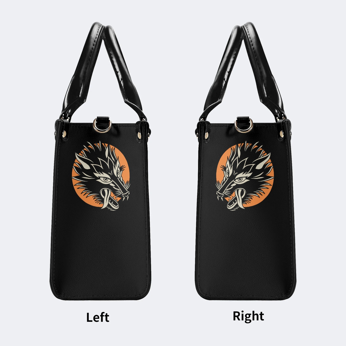 Screaming Wolf Vintage Print - Leather Handbag
