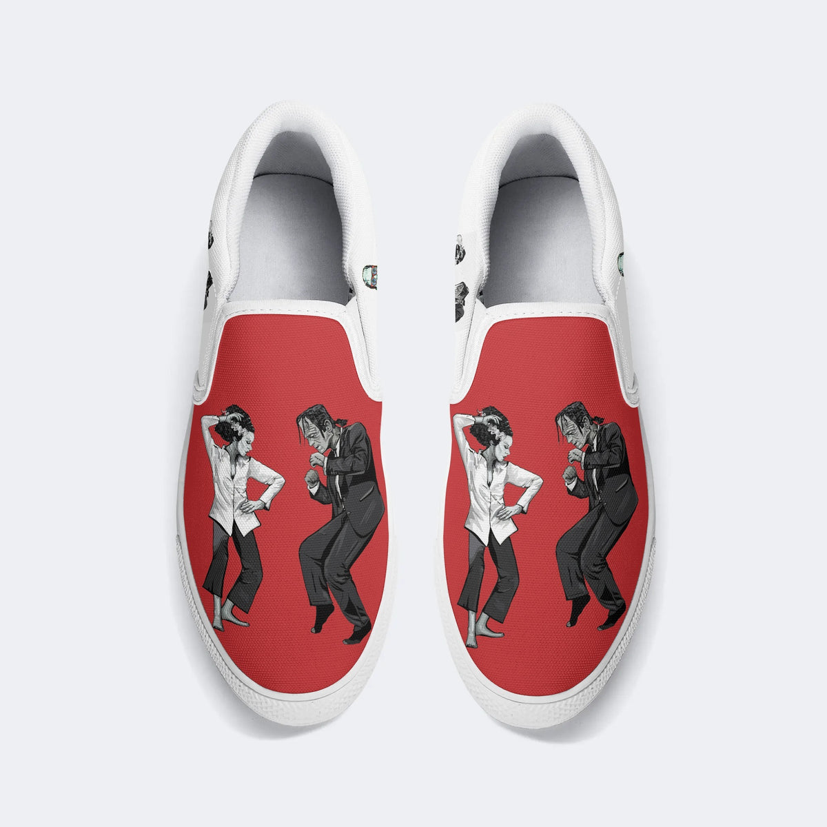 Pulp Frankenstein Halloween Print - Slip On Shoes