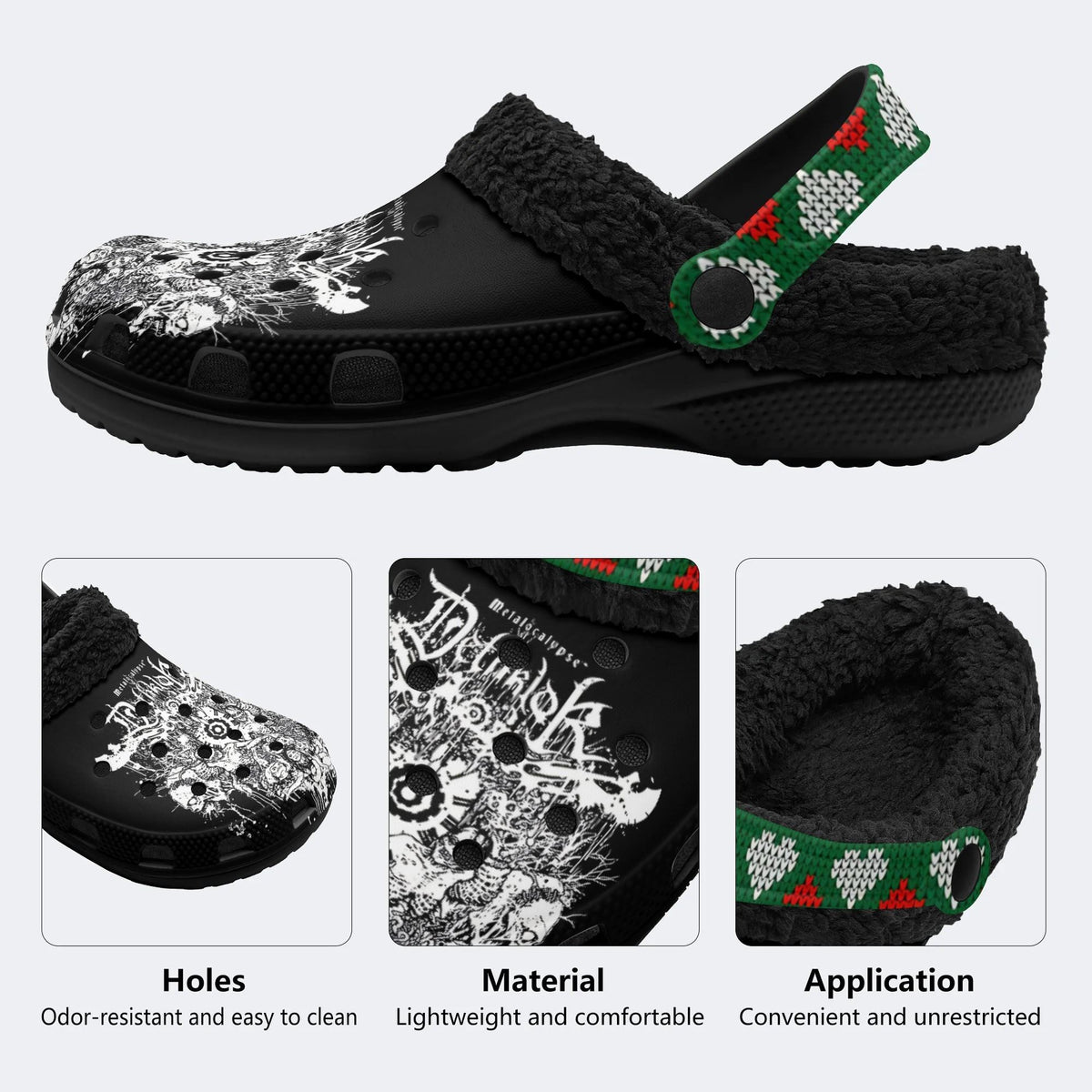 Horror Skull print - Fur Lined Slippers