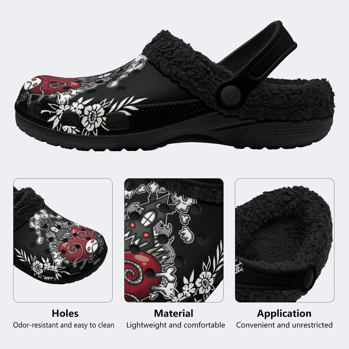 Unisex Horror Print - Fur Lined Slippers/Sandals